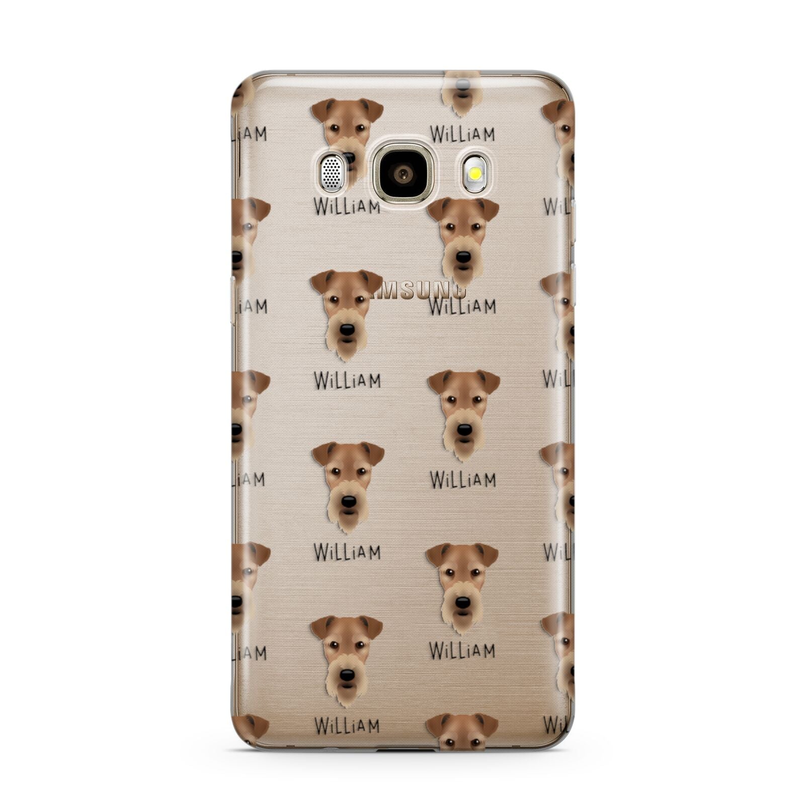 Airedale Terrier Icon with Name Samsung Galaxy J7 2016 Case on gold phone