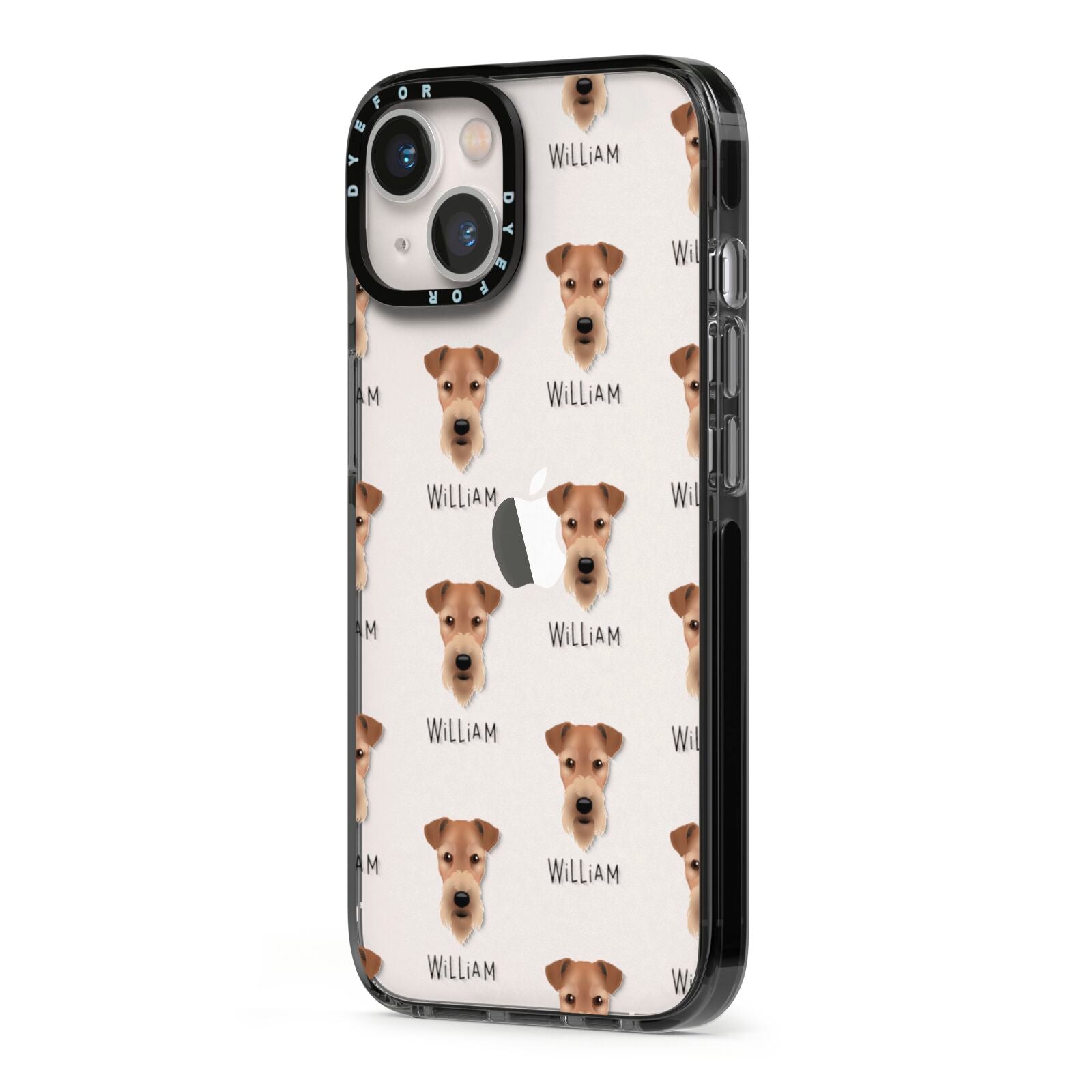 Airedale Terrier Icon with Name iPhone 13 Black Impact Case Side Angle on Silver phone
