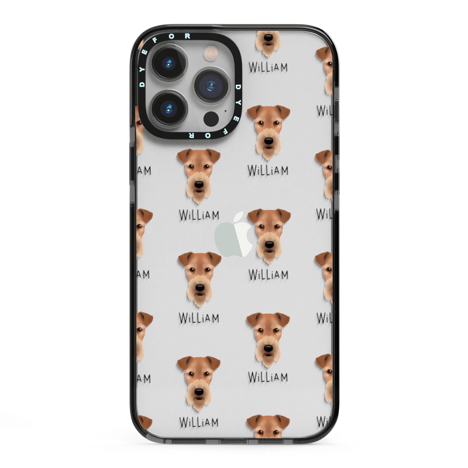 Airedale Terrier Icon with Name iPhone 13 Pro Max Black Impact Case on Silver phone