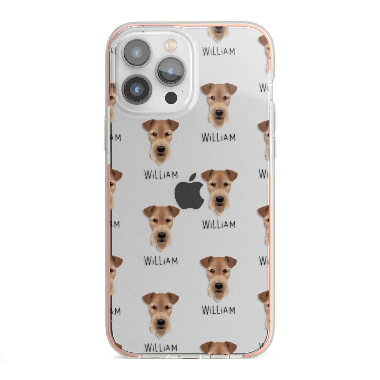 Airedale Terrier Icon with Name iPhone 13 Pro Max TPU Impact Case with Pink Edges