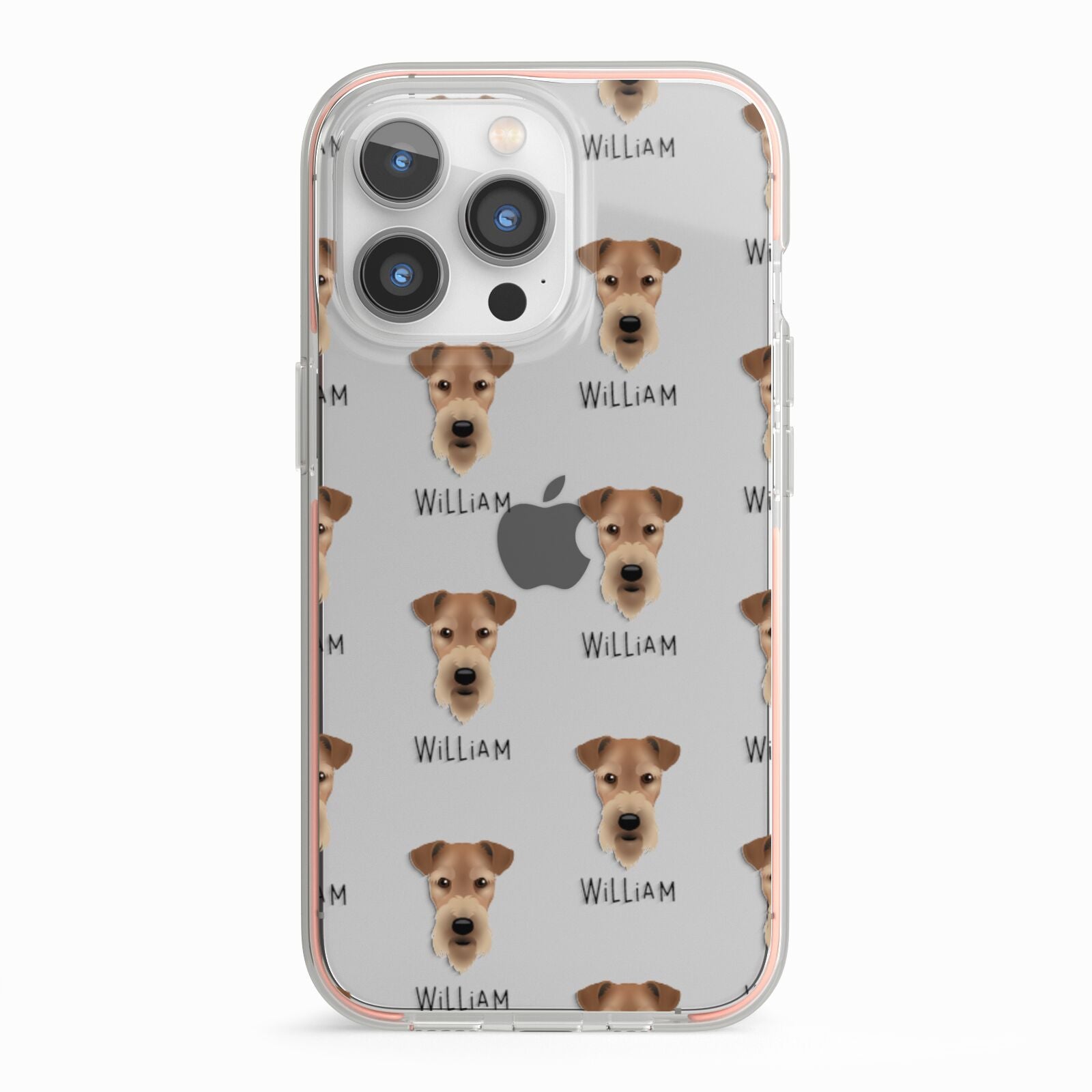 Airedale Terrier Icon with Name iPhone 13 Pro TPU Impact Case with Pink Edges