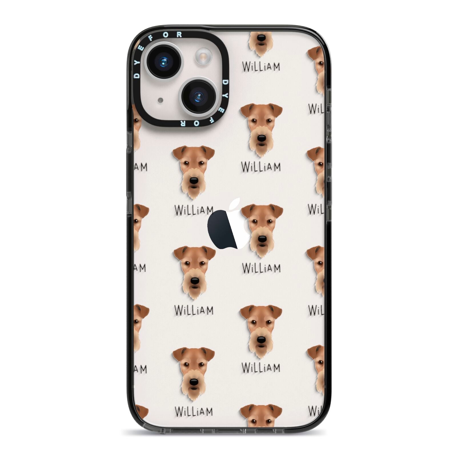 Airedale Terrier Icon with Name iPhone 14 Black Impact Case on Silver phone