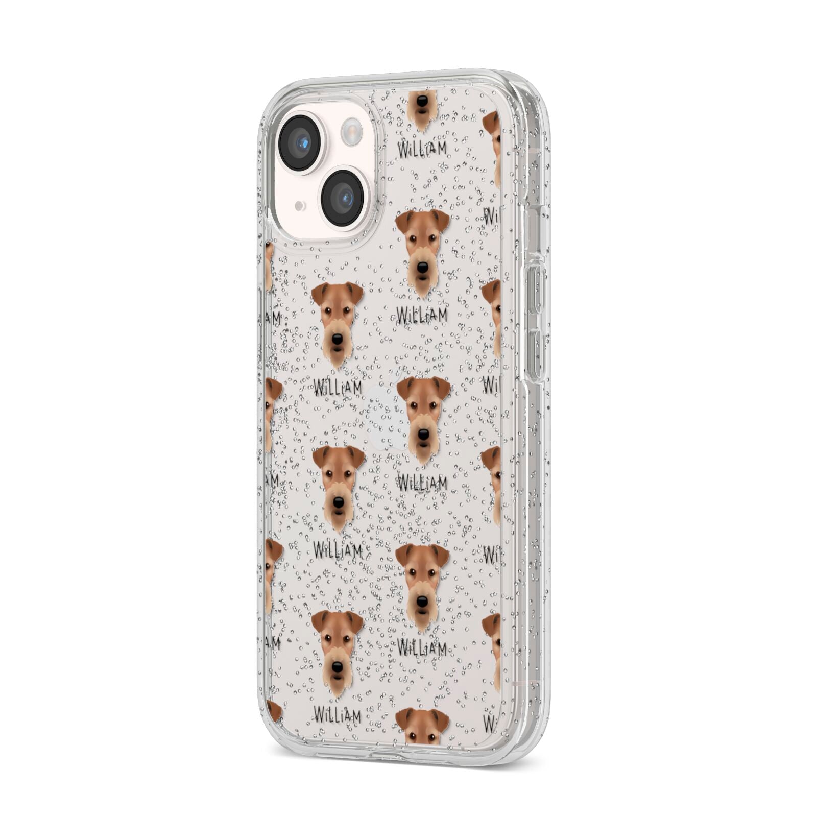 Airedale Terrier Icon with Name iPhone 14 Glitter Tough Case Starlight Angled Image