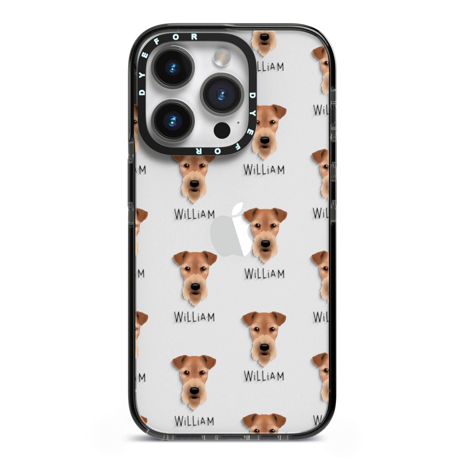 Airedale Terrier Icon with Name iPhone 14 Pro Black Impact Case on Silver phone