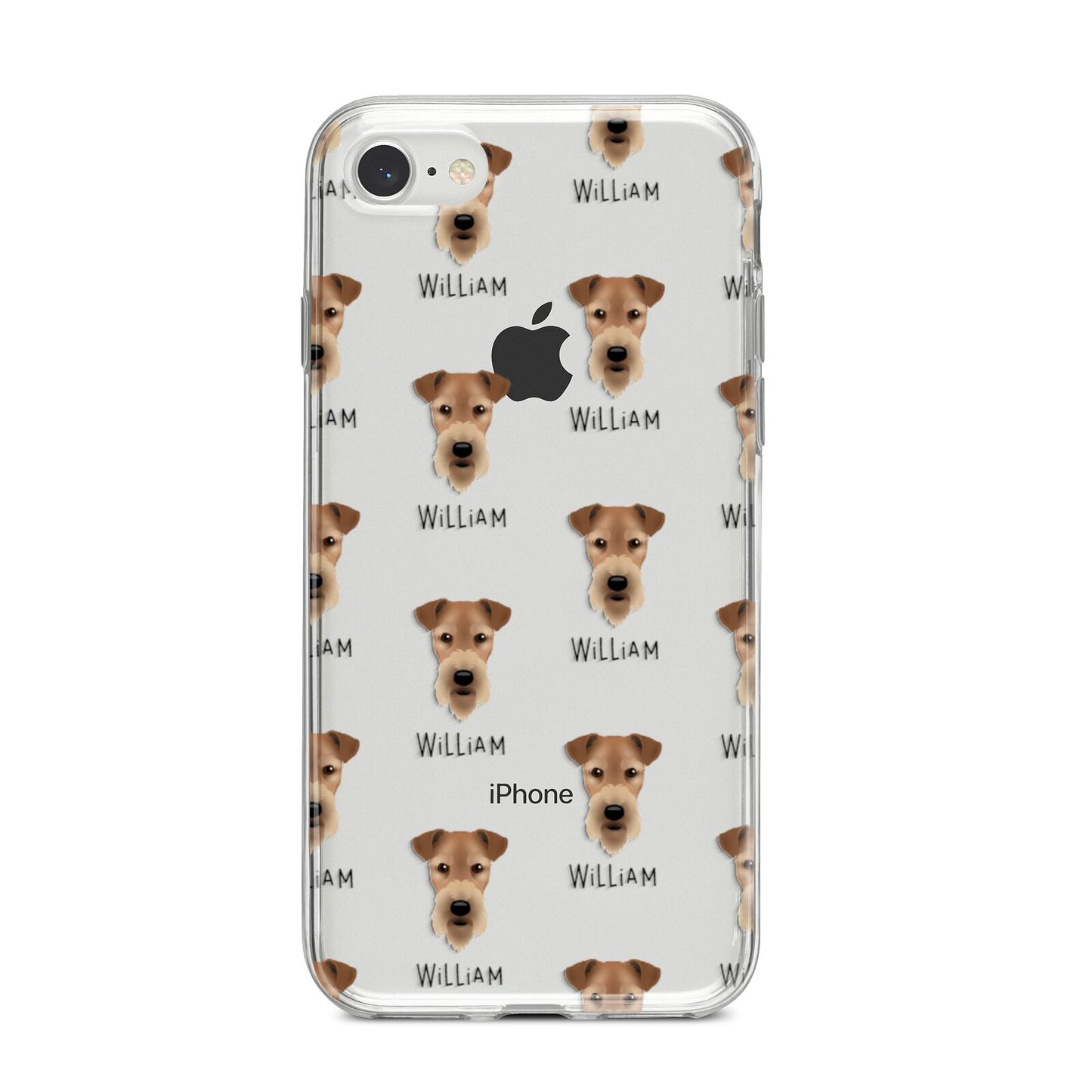 Airedale Terrier Icon with Name iPhone 8 Bumper Case on Silver iPhone