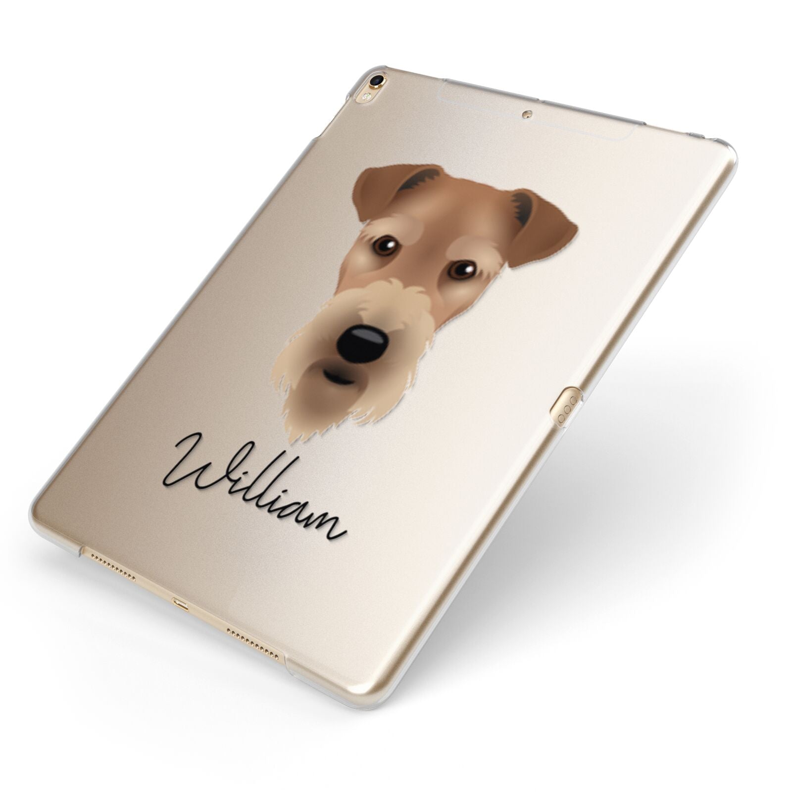 Airedale Terrier Personalised Apple iPad Case on Gold iPad Side View