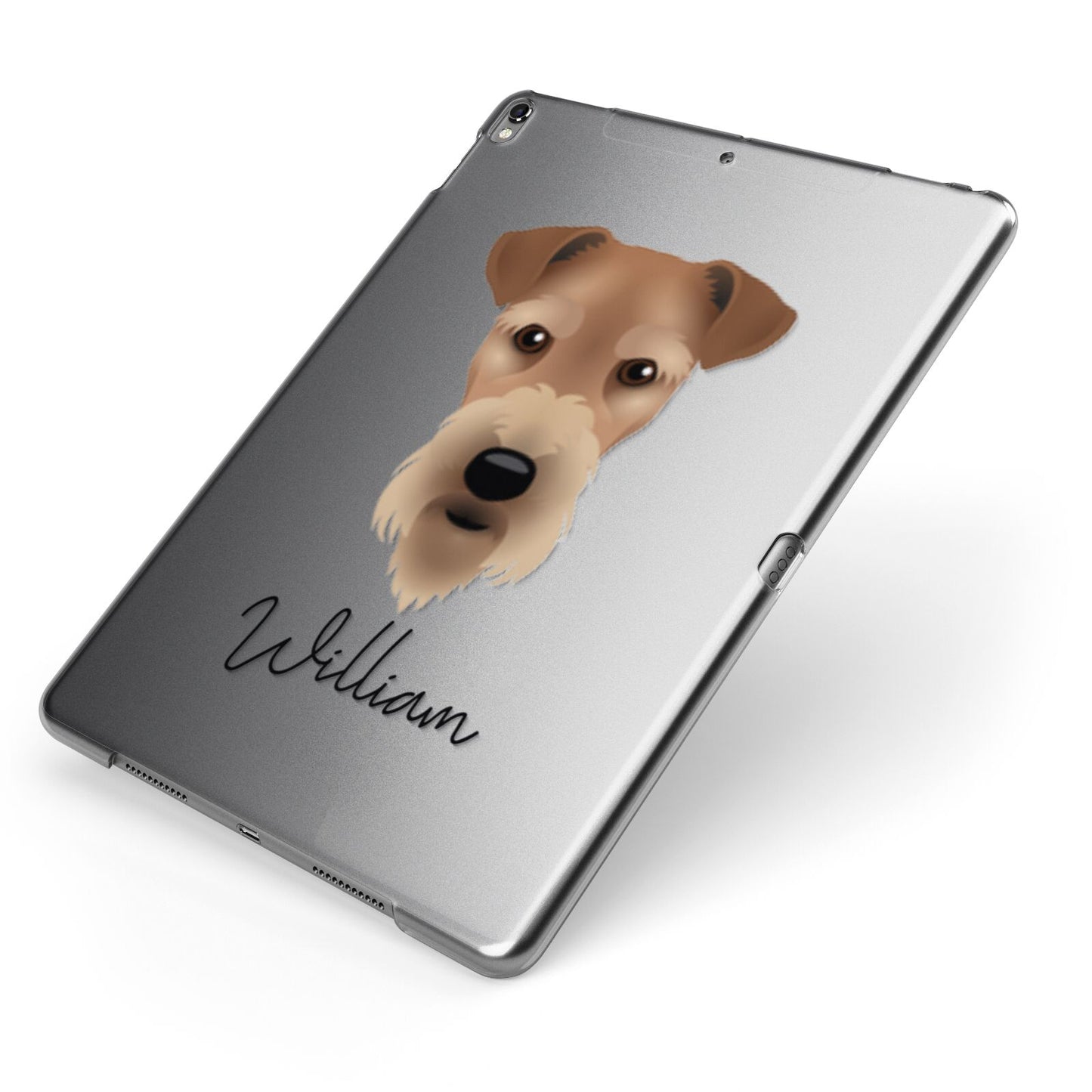 Airedale Terrier Personalised Apple iPad Case on Grey iPad Side View