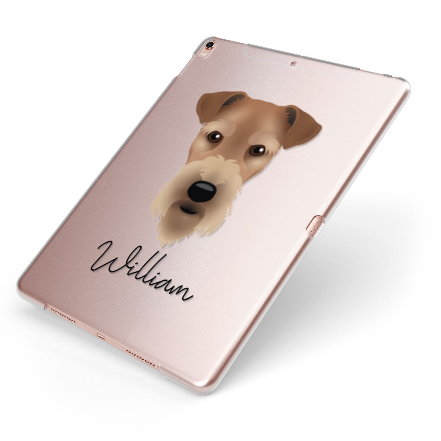 Airedale Terrier Personalised Apple iPad Case on Rose Gold iPad Side View