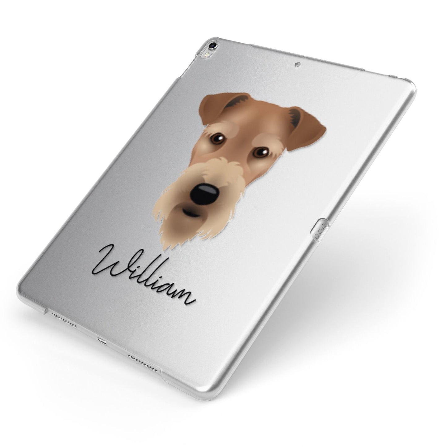 Airedale Terrier Personalised Apple iPad Case on Silver iPad Side View