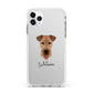 Airedale Terrier Personalised Apple iPhone 11 Pro Max in Silver with White Impact Case
