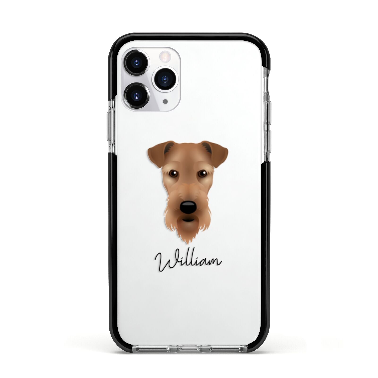 Airedale Terrier Personalised Apple iPhone 11 Pro in Silver with Black Impact Case