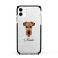 Airedale Terrier Personalised Apple iPhone 11 in White with Black Impact Case