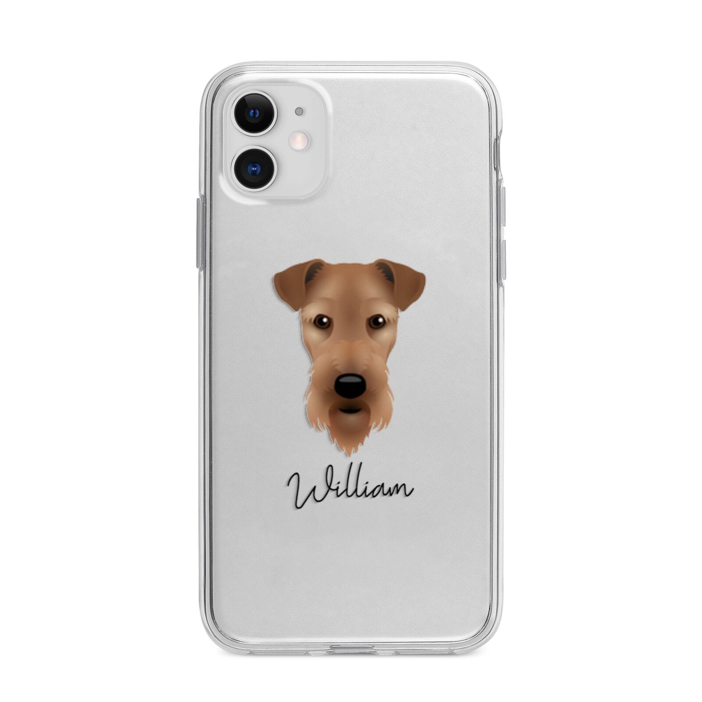 Airedale Terrier Personalised Apple iPhone 11 in White with Bumper Case