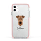 Airedale Terrier Personalised Apple iPhone 11 in White with Pink Impact Case