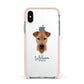 Airedale Terrier Personalised Apple iPhone Xs Impact Case Pink Edge on Silver Phone