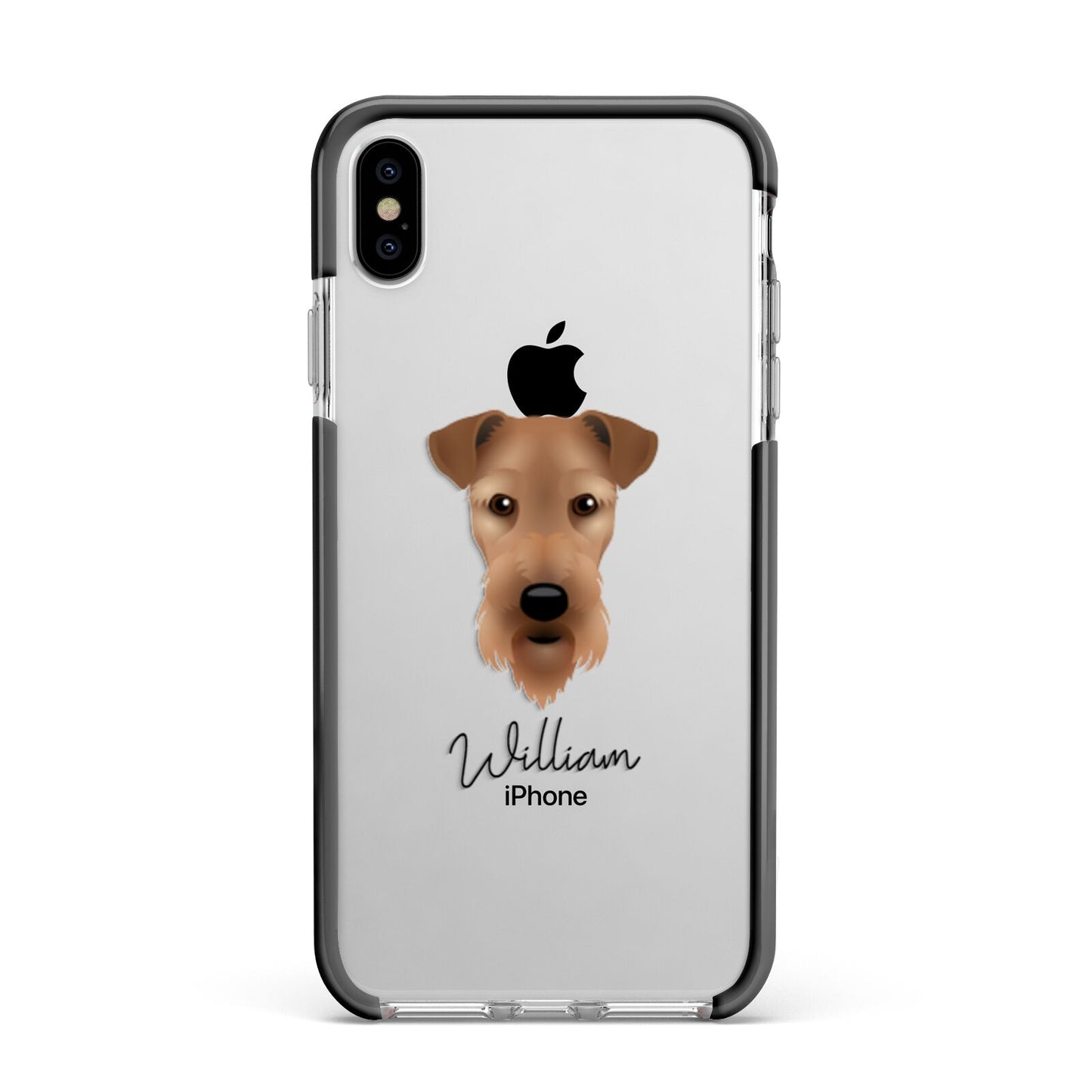 Airedale Terrier Personalised Apple iPhone Xs Max Impact Case Black Edge on Silver Phone