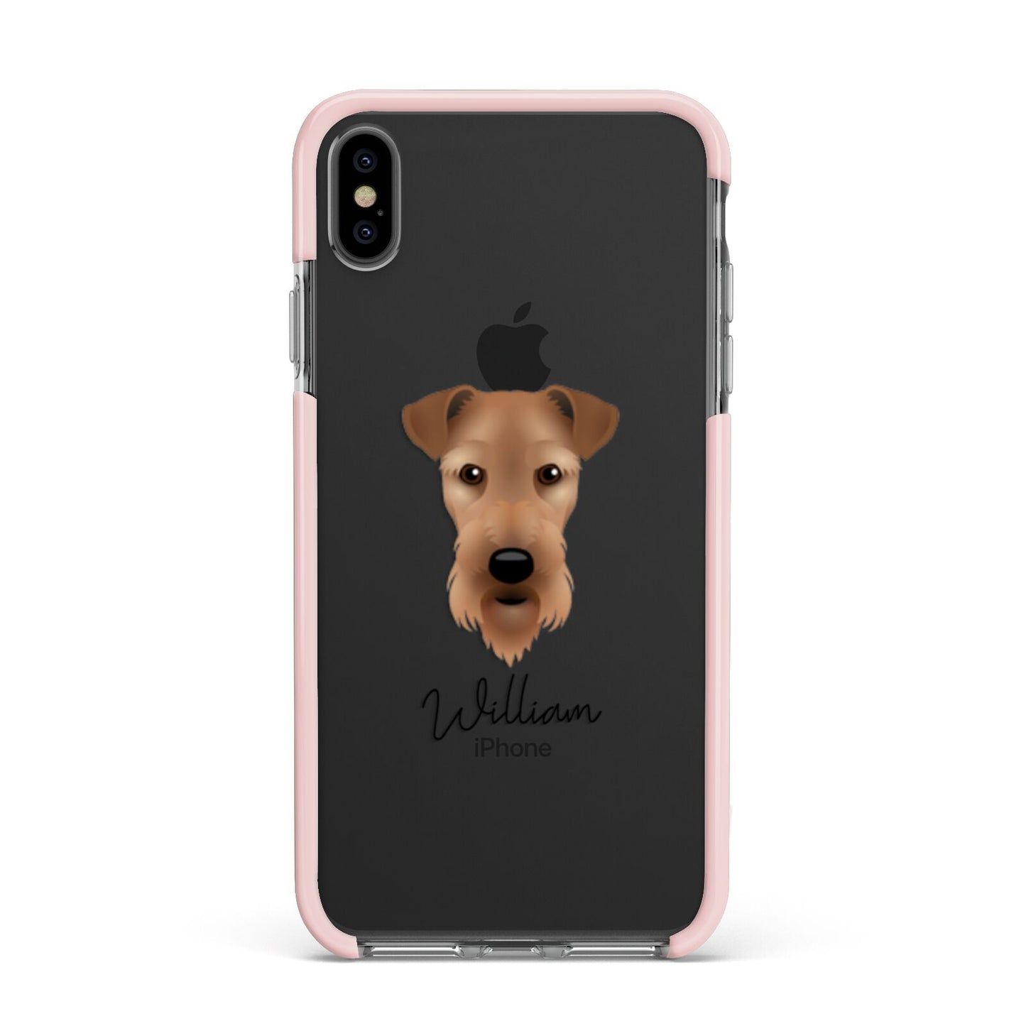 Airedale Terrier Personalised Apple iPhone Xs Max Impact Case Pink Edge on Black Phone