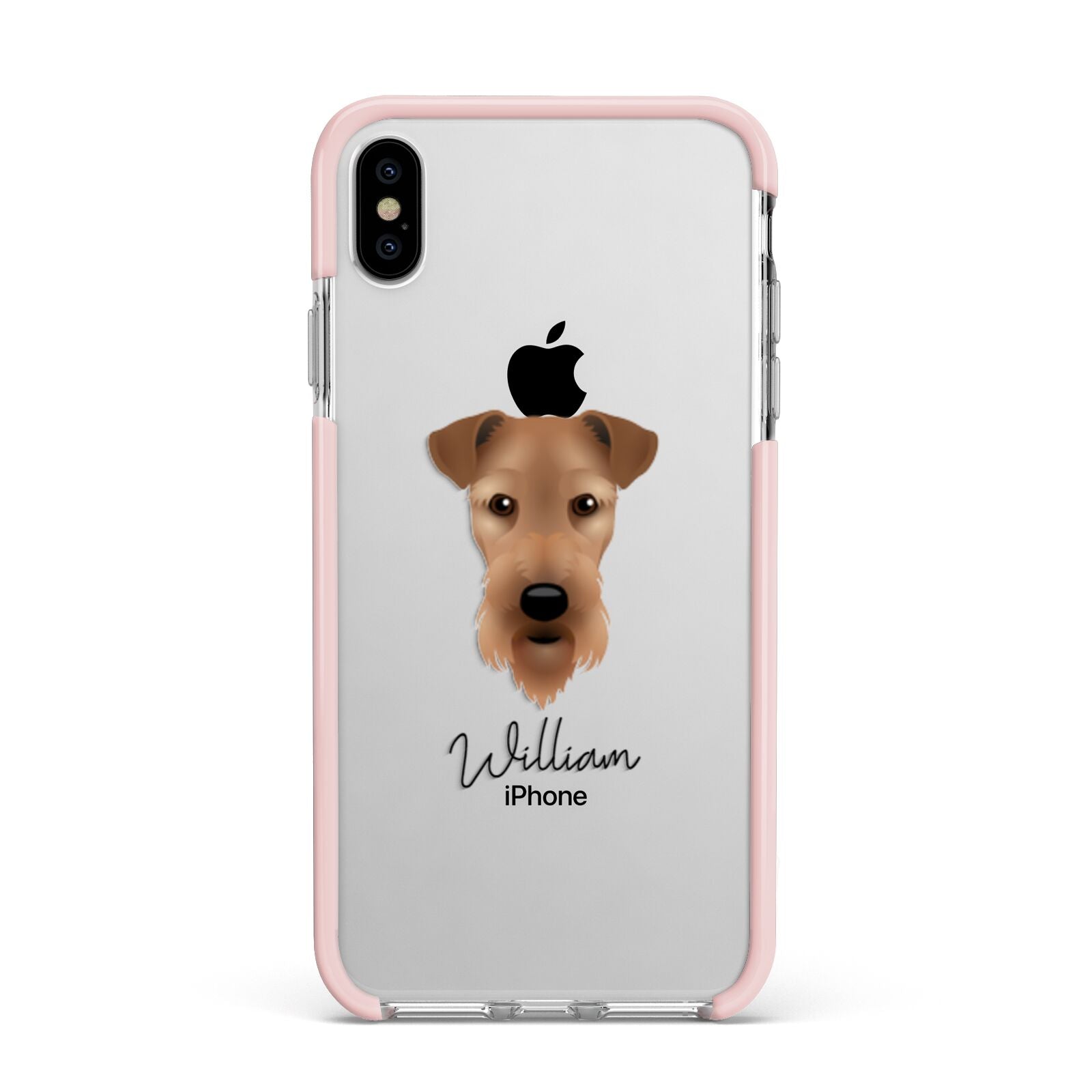 Airedale Terrier Personalised Apple iPhone Xs Max Impact Case Pink Edge on Silver Phone