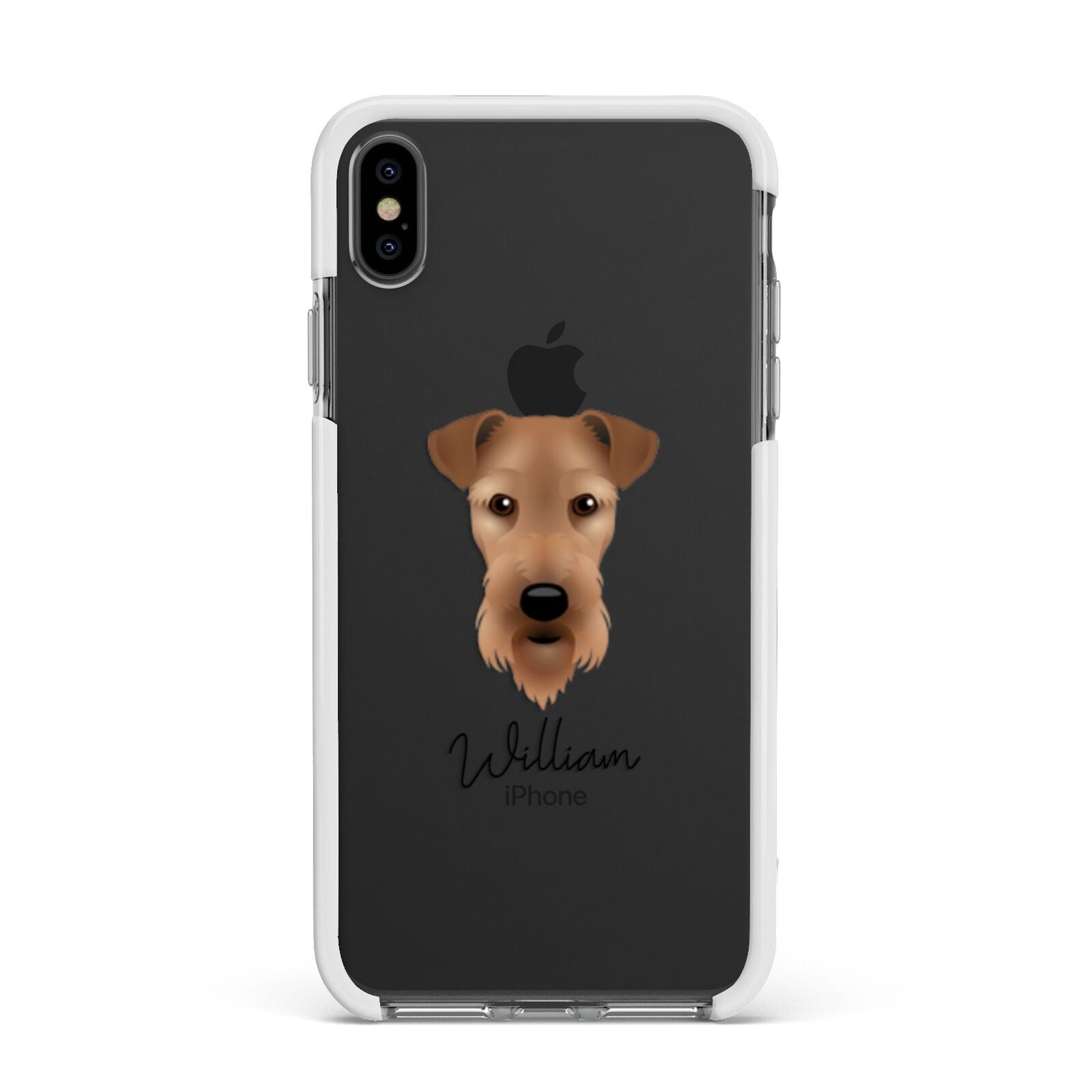 Airedale Terrier Personalised Apple iPhone Xs Max Impact Case White Edge on Black Phone