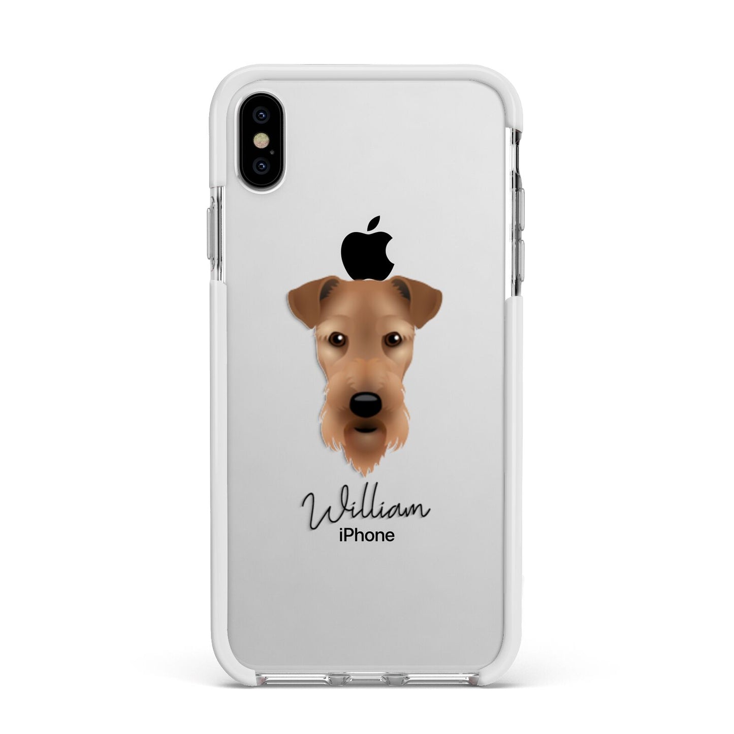 Airedale Terrier Personalised Apple iPhone Xs Max Impact Case White Edge on Silver Phone