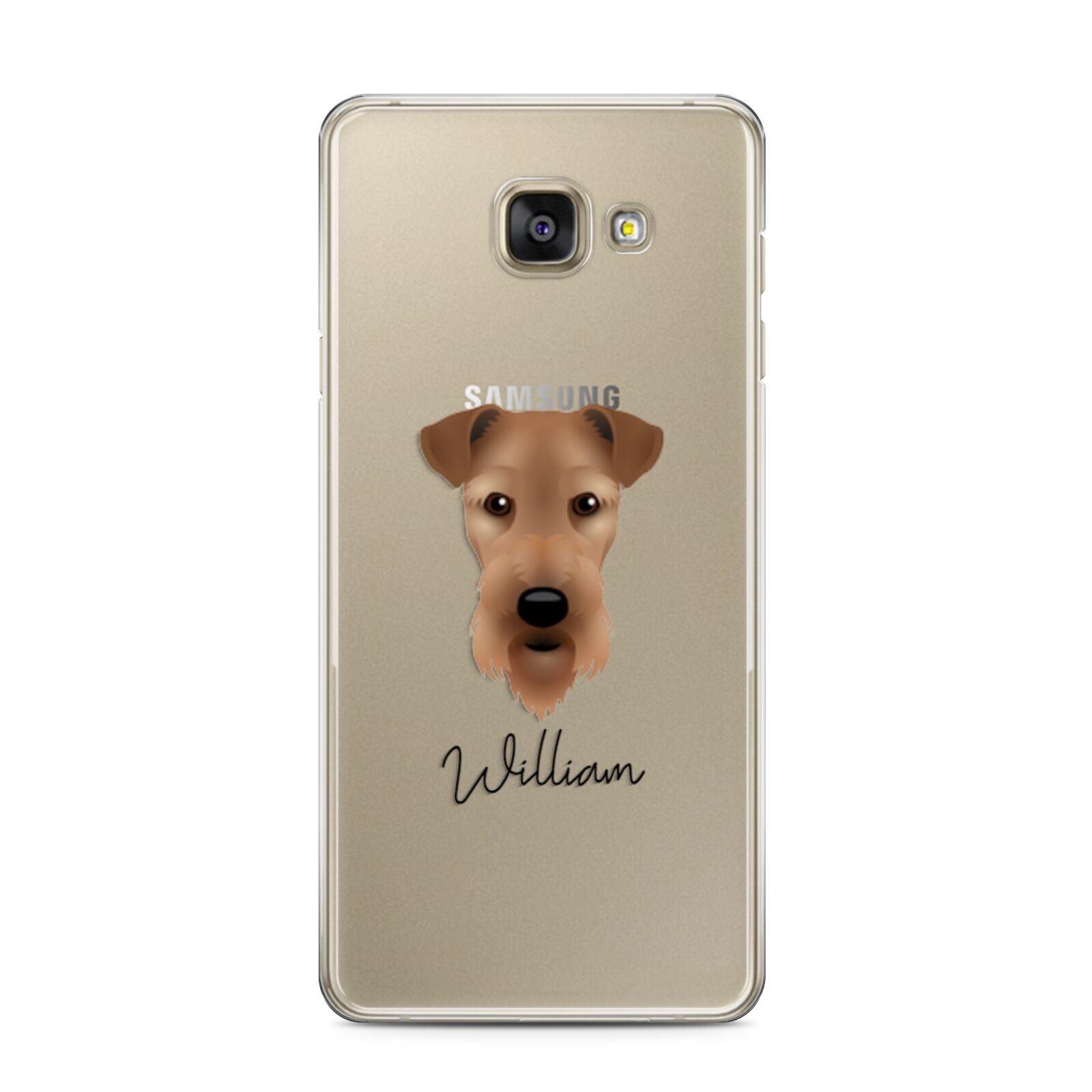 Airedale Terrier Personalised Samsung Galaxy A3 2016 Case on gold phone