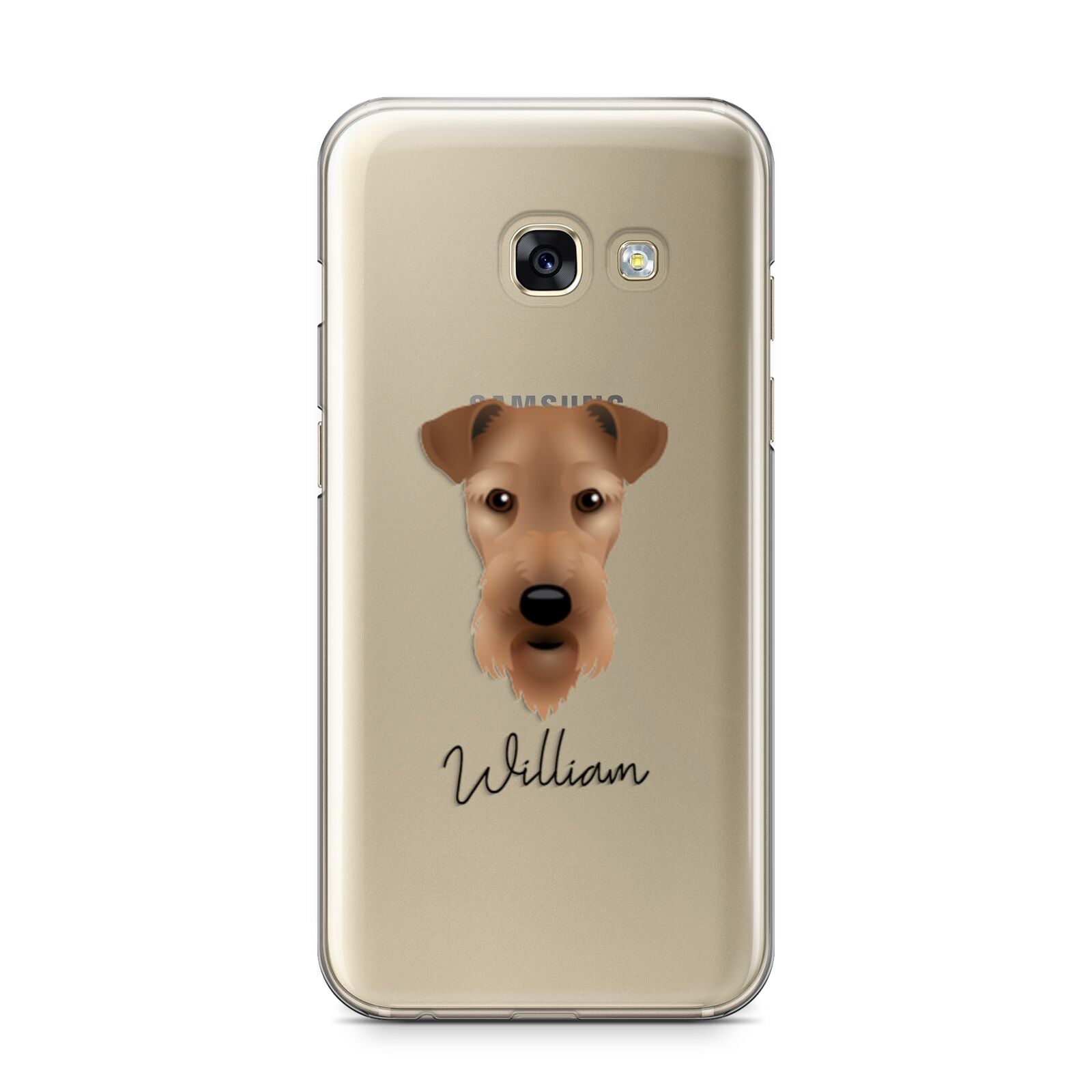 Airedale Terrier Personalised Samsung Galaxy A3 2017 Case on gold phone