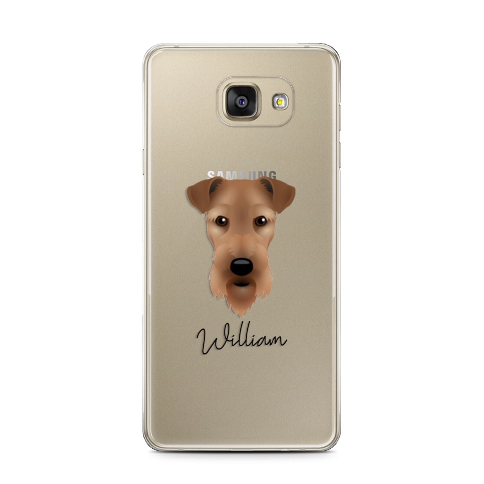 Airedale Terrier Personalised Samsung Galaxy A7 2016 Case on gold phone