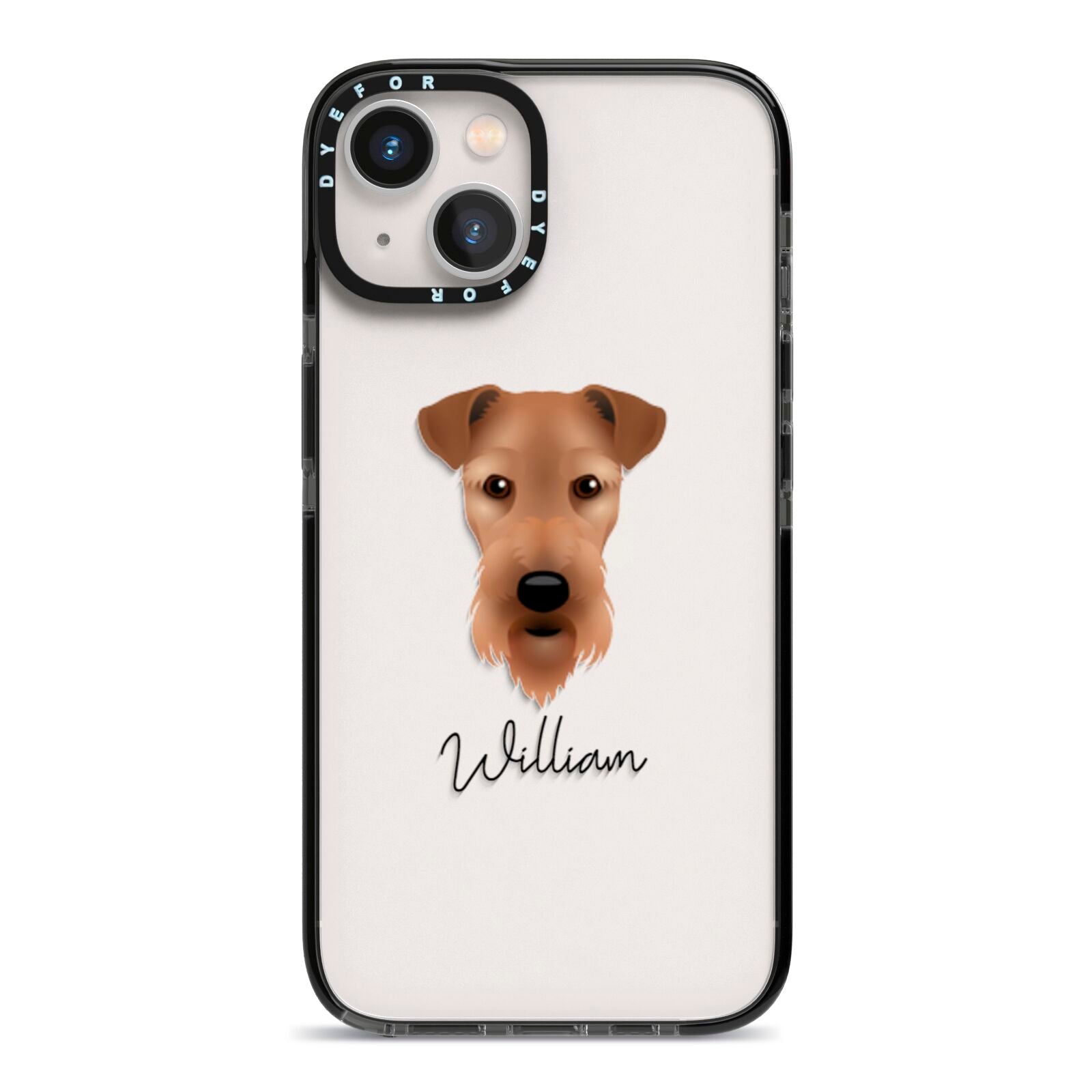 Airedale Terrier Personalised iPhone 13 Black Impact Case on Silver phone