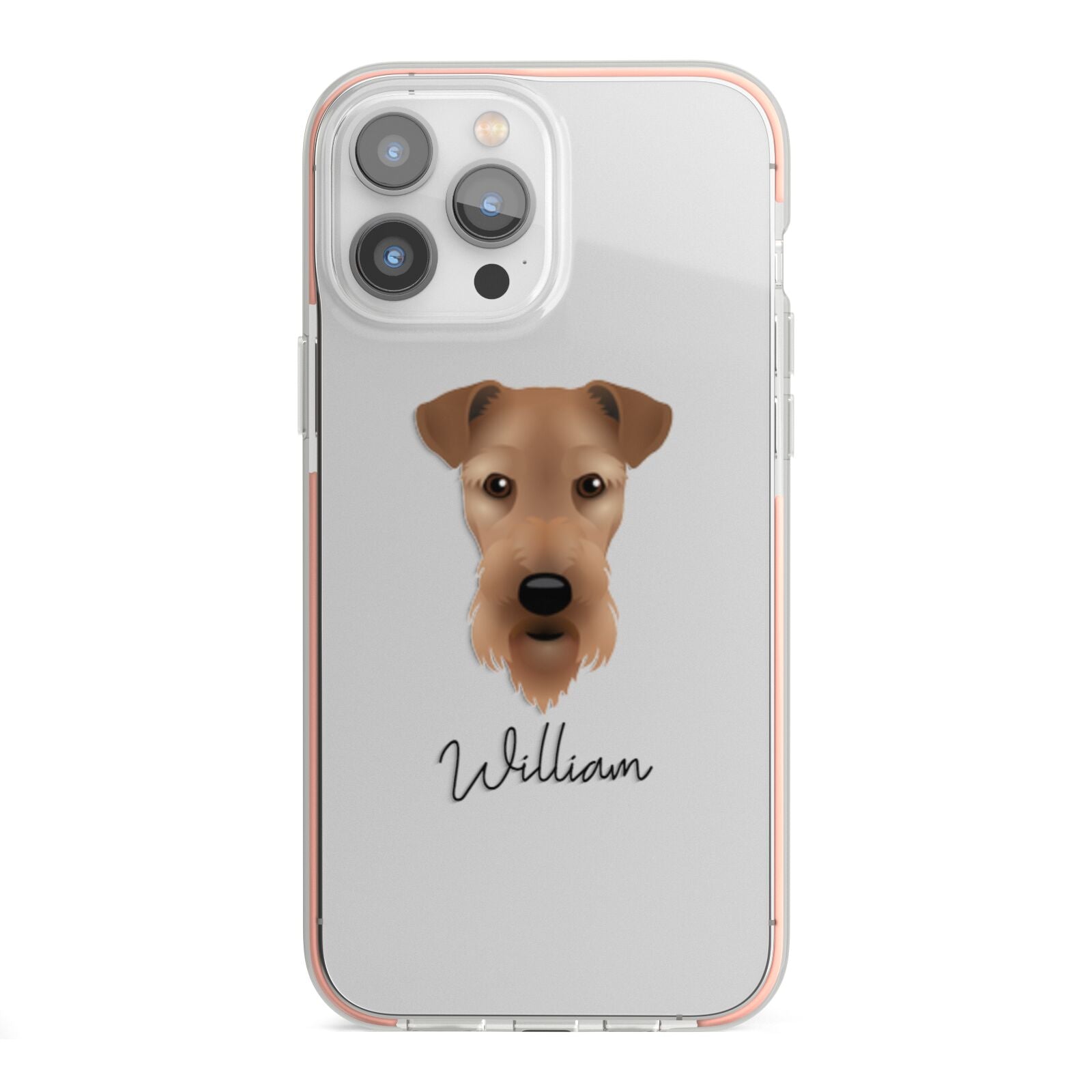 Airedale Terrier Personalised iPhone 13 Pro Max TPU Impact Case with Pink Edges