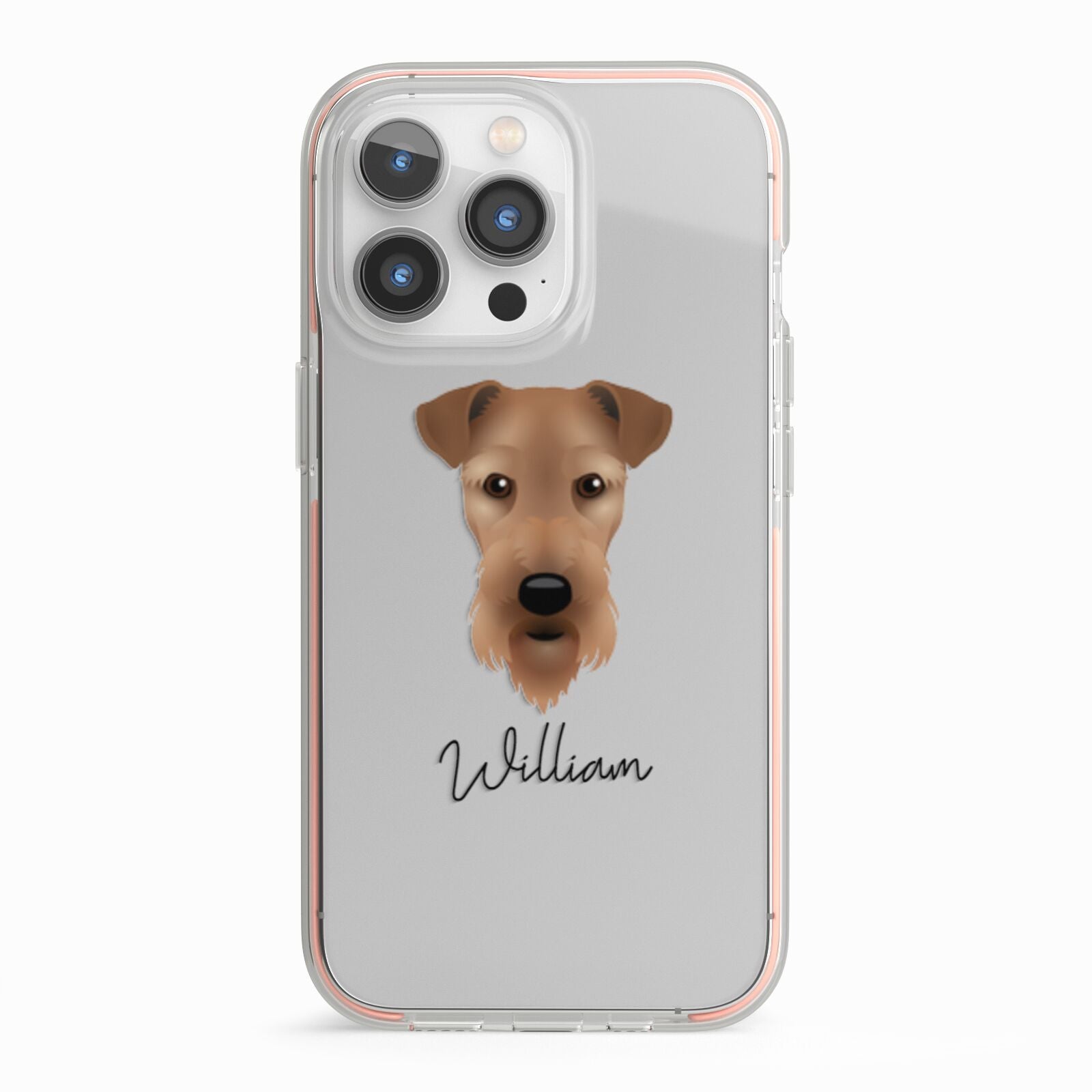 Airedale Terrier Personalised iPhone 13 Pro TPU Impact Case with Pink Edges