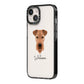 Airedale Terrier Personalised iPhone 14 Black Impact Case Side Angle on Silver phone