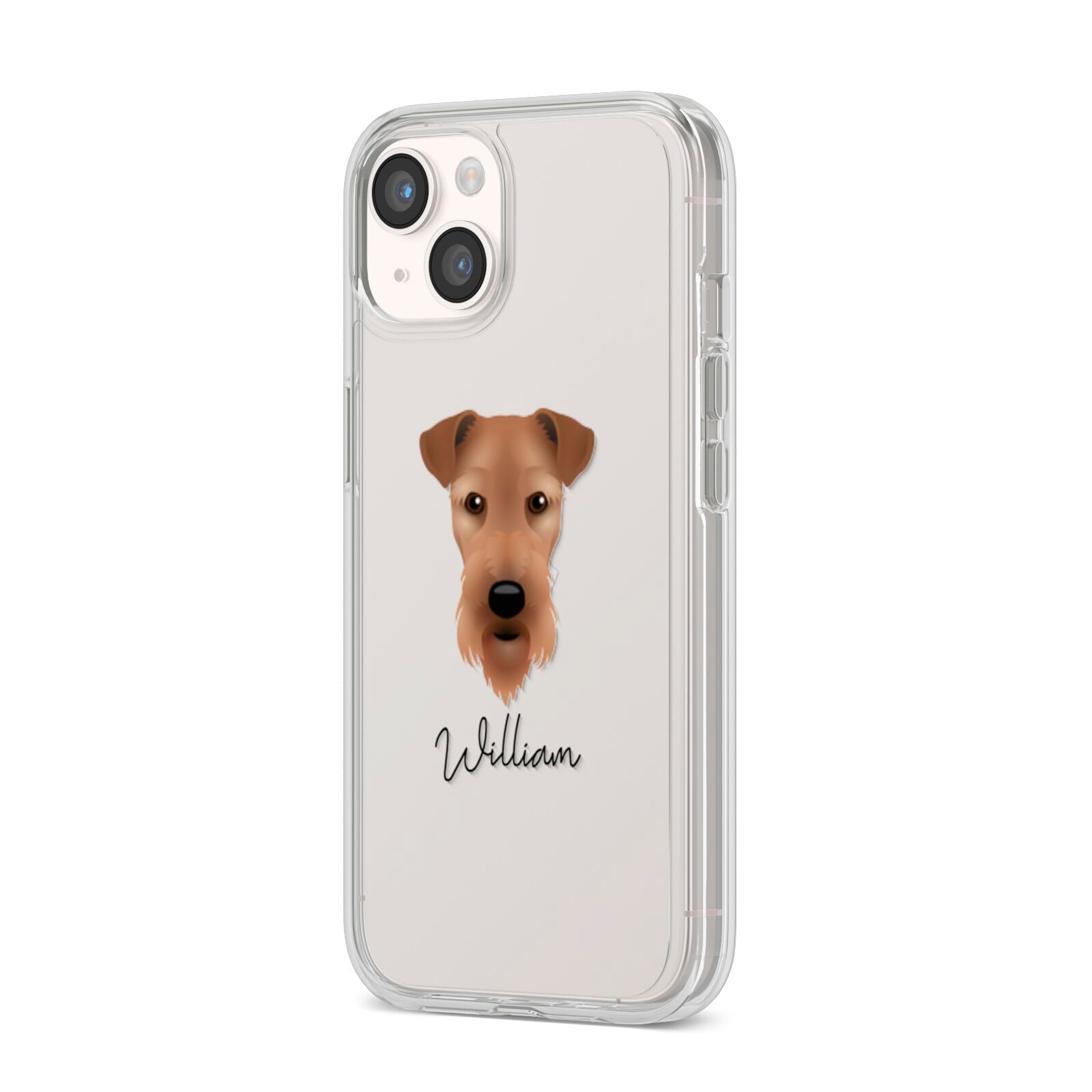 Airedale Terrier Personalised iPhone 14 Clear Tough Case Starlight Angled Image