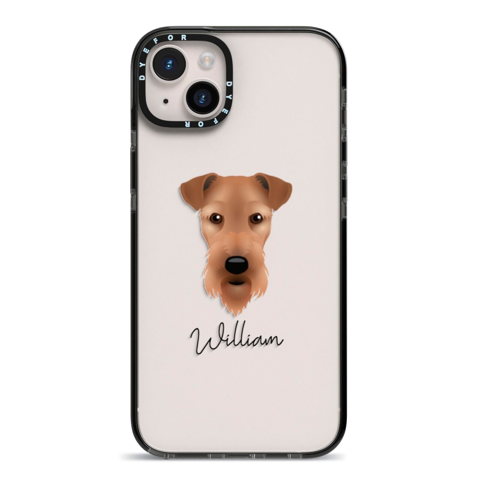 Airedale Terrier Personalised iPhone 14 Plus Black Impact Case on Silver phone
