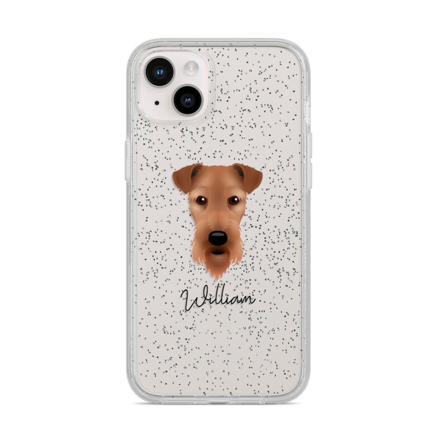 Airedale Terrier Personalised iPhone 14 Plus Glitter Tough Case Starlight