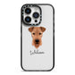 Airedale Terrier Personalised iPhone 14 Pro Black Impact Case on Silver phone
