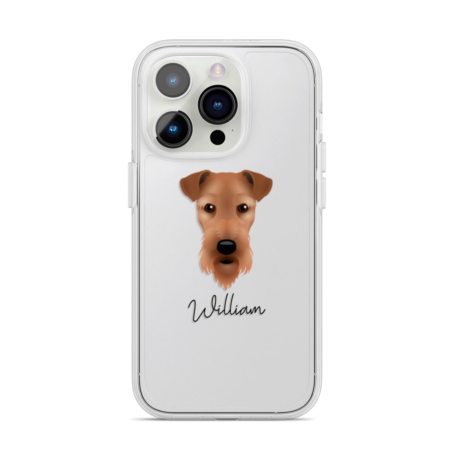 Airedale Terrier Personalised iPhone 14 Pro Clear Tough Case Silver