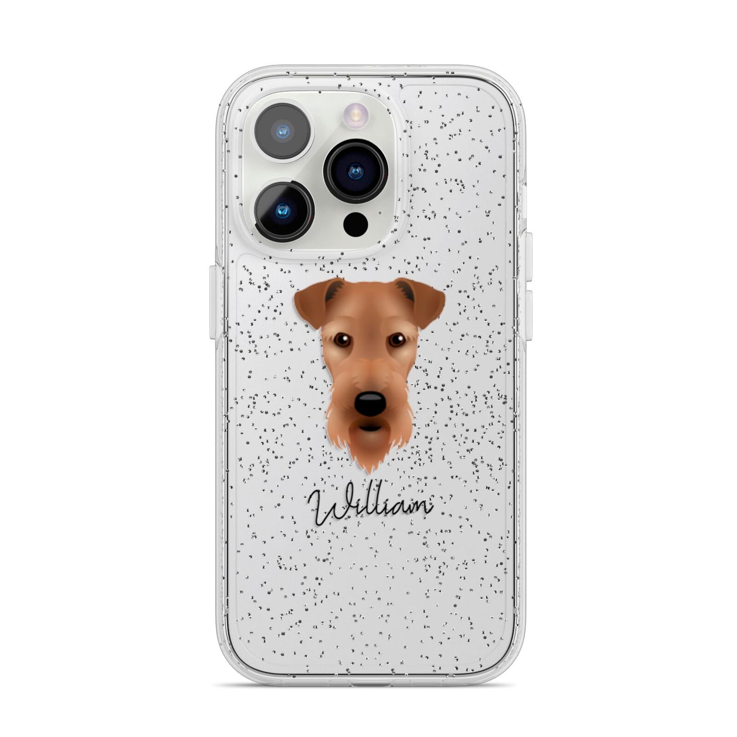 Airedale Terrier Personalised iPhone 14 Pro Glitter Tough Case Silver