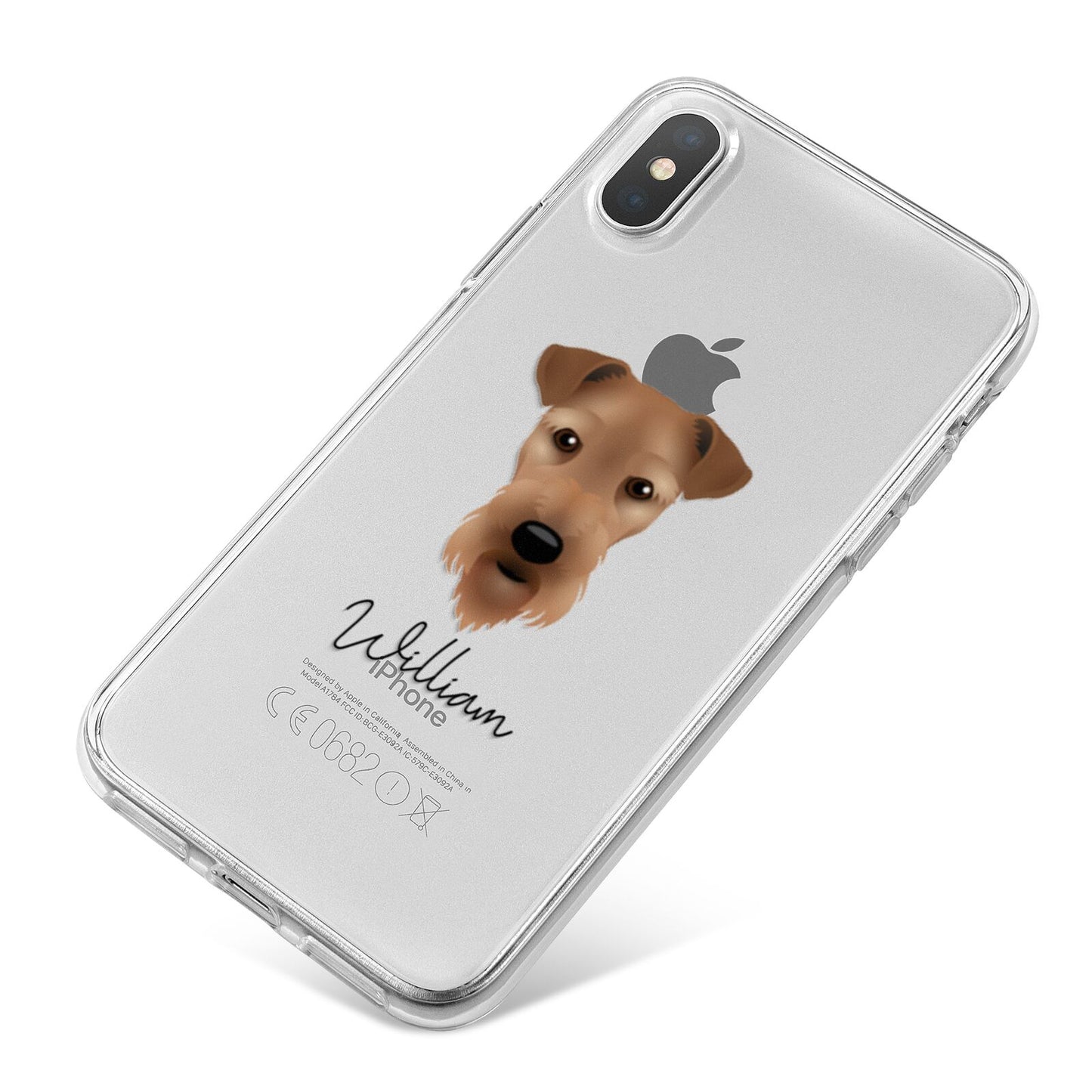 Airedale Terrier Personalised iPhone X Bumper Case on Silver iPhone
