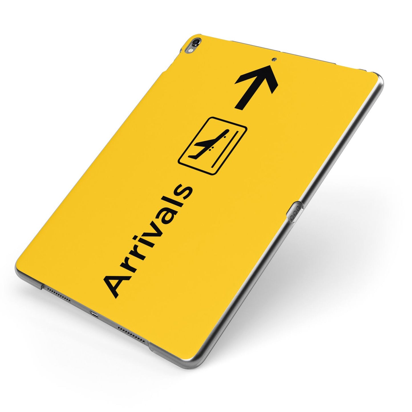 Airport Arrivals Apple iPad Case on Grey iPad Side View