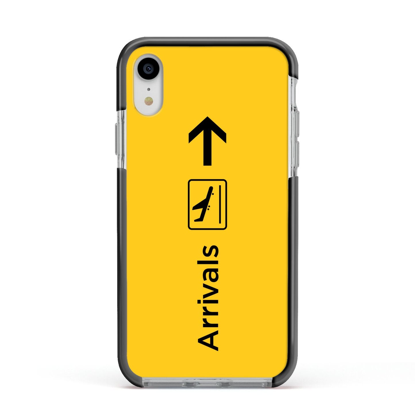 Airport Arrivals Apple iPhone XR Impact Case Black Edge on Silver Phone