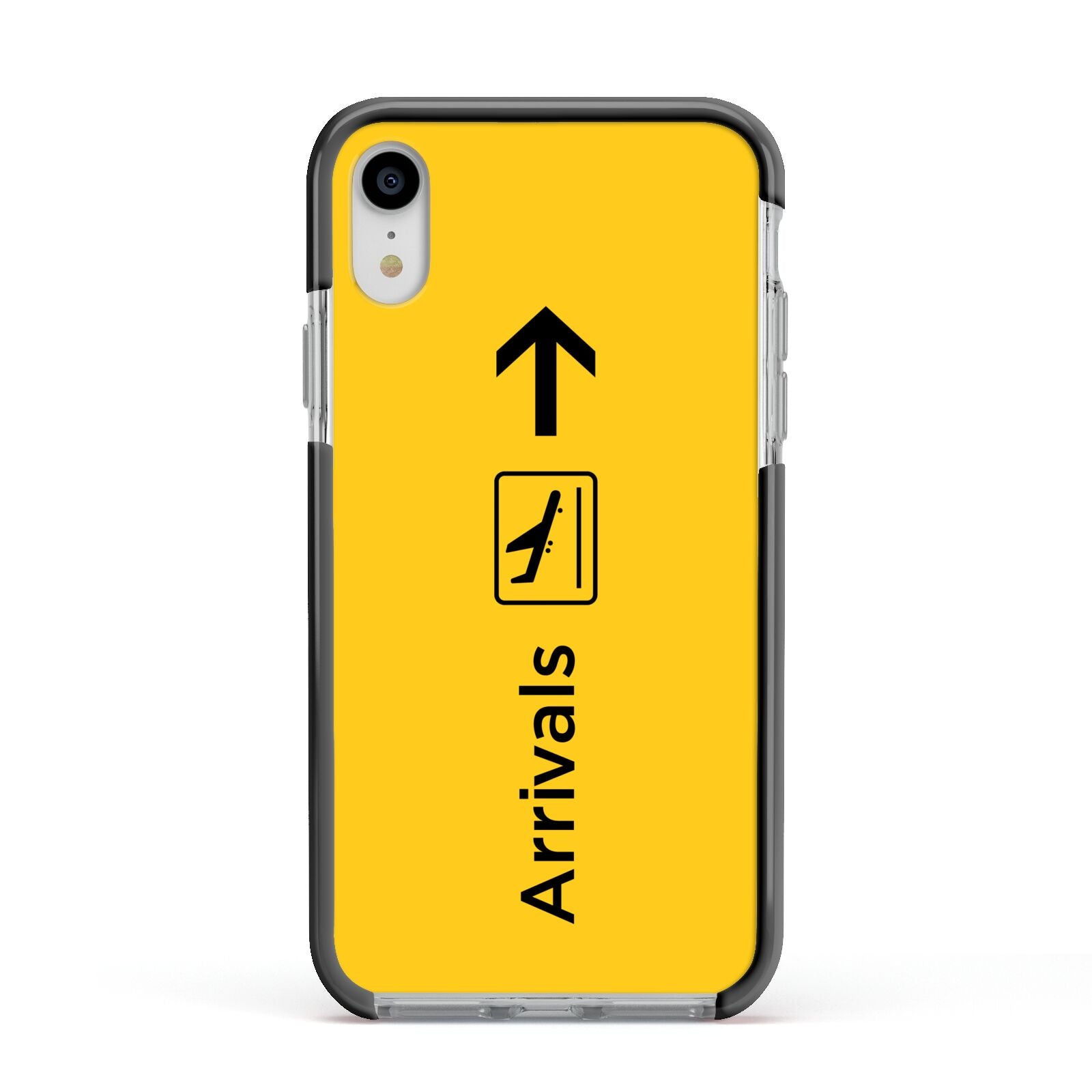 Airport Arrivals Apple iPhone XR Impact Case Black Edge on Silver Phone