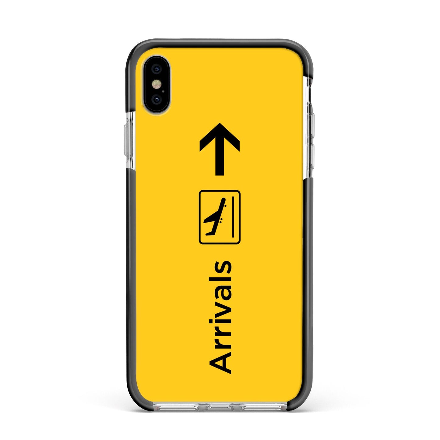 Airport Arrivals Apple iPhone Xs Max Impact Case Black Edge on Silver Phone