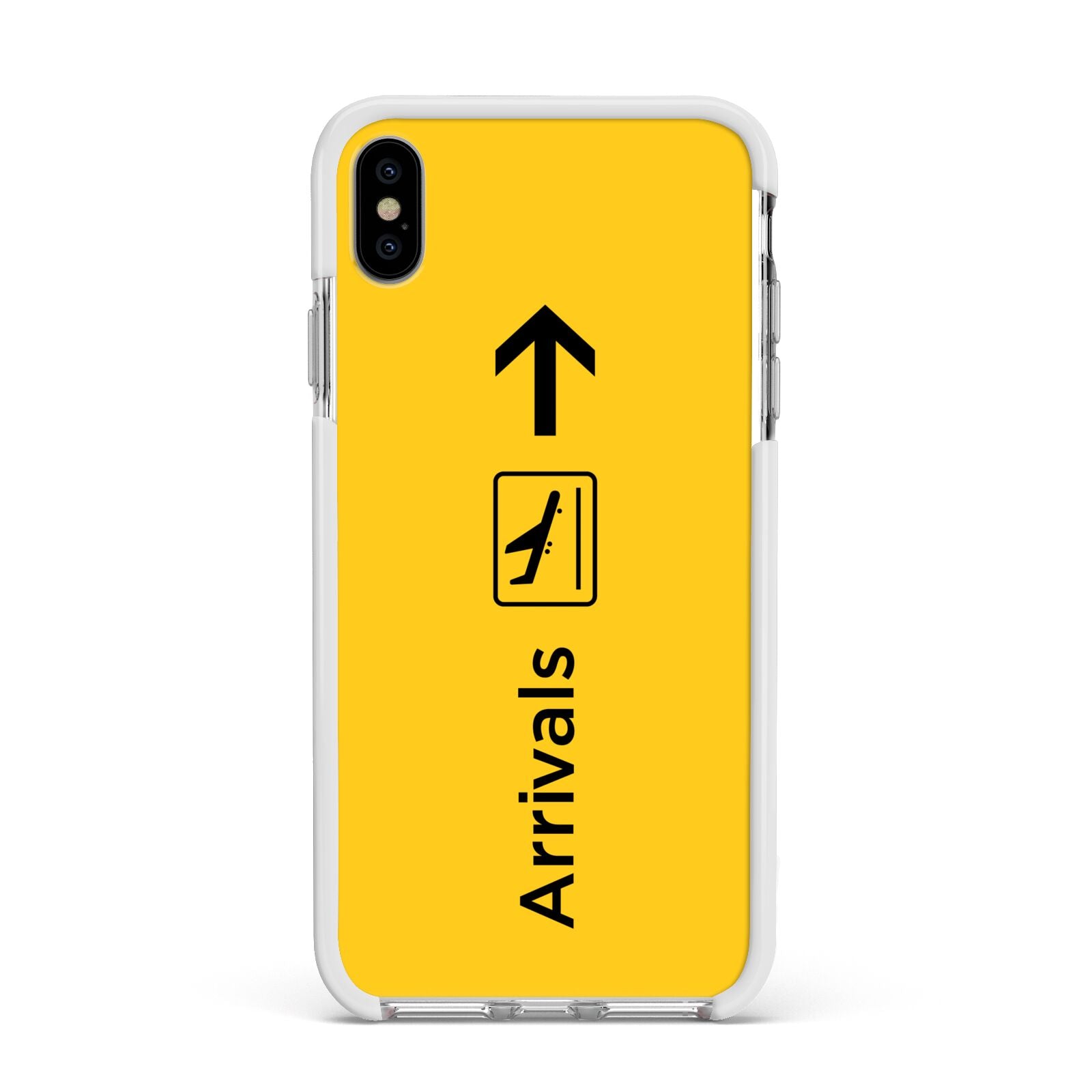 Airport Arrivals Apple iPhone Xs Max Impact Case White Edge on Silver Phone