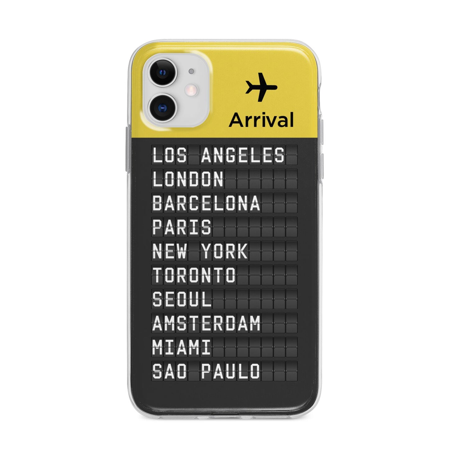 Airport Arrivals Board Apple iPhone 11 in White with Bumper Case