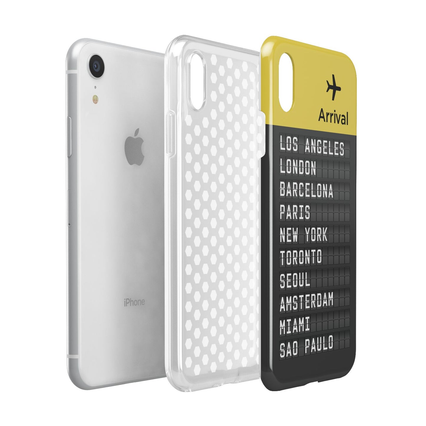 Airport Arrivals Board Apple iPhone XR White 3D Tough Case Expanded view