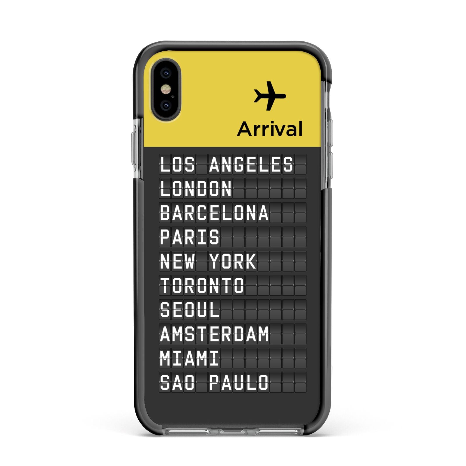 Airport Arrivals Board Apple iPhone Xs Max Impact Case Black Edge on Black Phone
