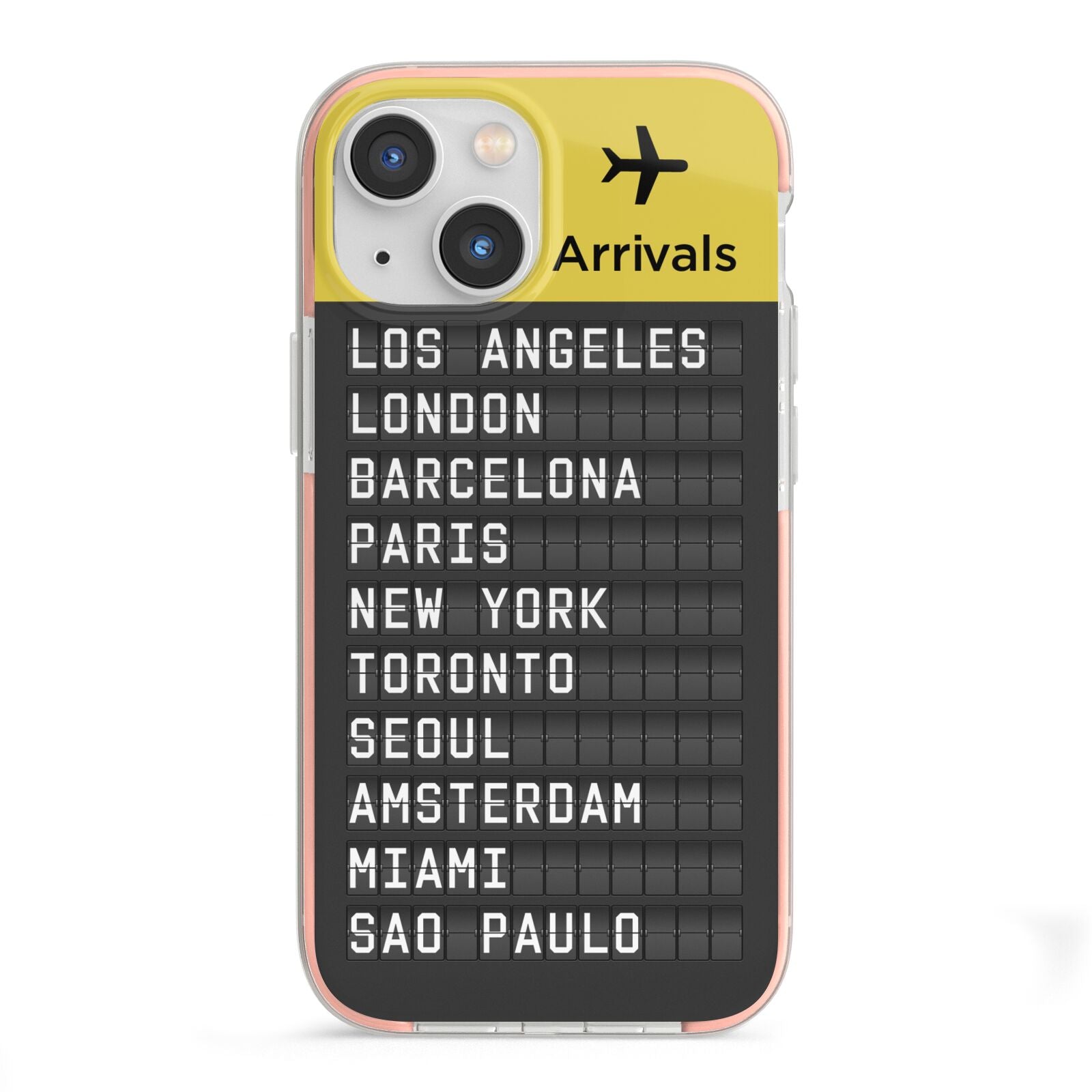Airport Arrivals Board iPhone 13 Mini TPU Impact Case with Pink Edges