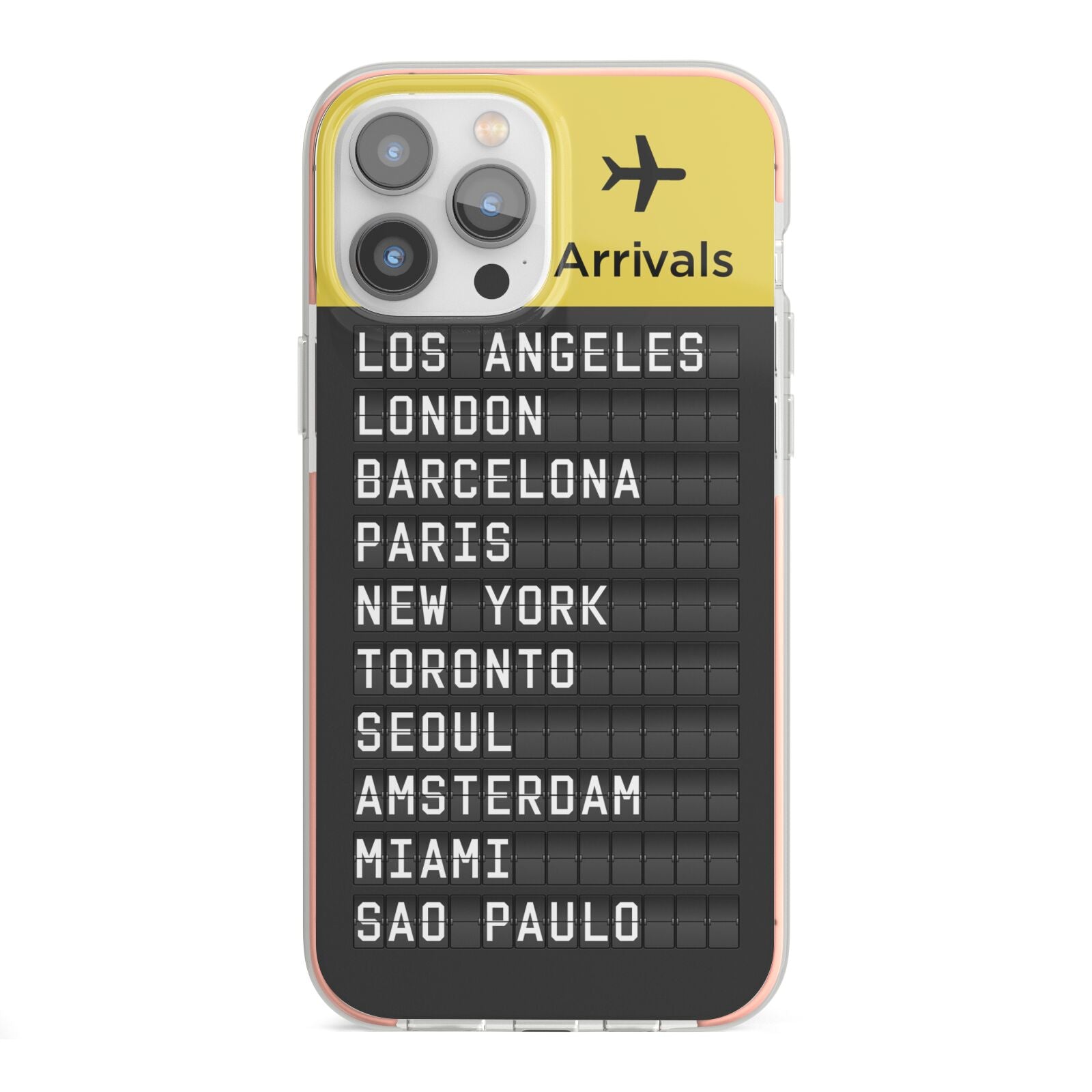 Airport Arrivals Board iPhone 13 Pro Max TPU Impact Case with Pink Edges