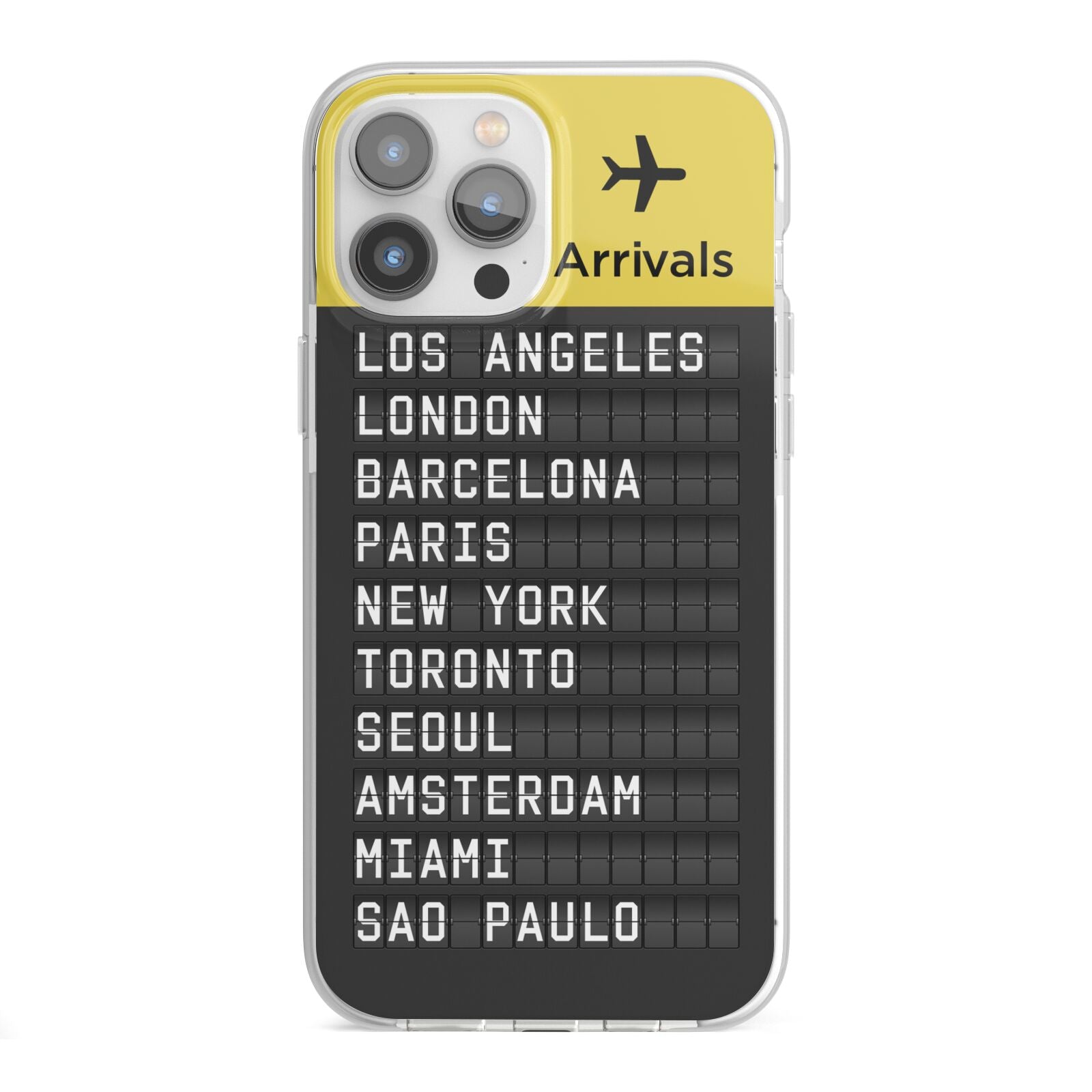 Airport Arrivals Board iPhone 13 Pro Max TPU Impact Case with White Edges