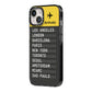 Airport Arrivals Board iPhone 14 Black Impact Case Side Angle on Silver phone